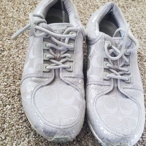 sequin /canvas grey coach sneakers